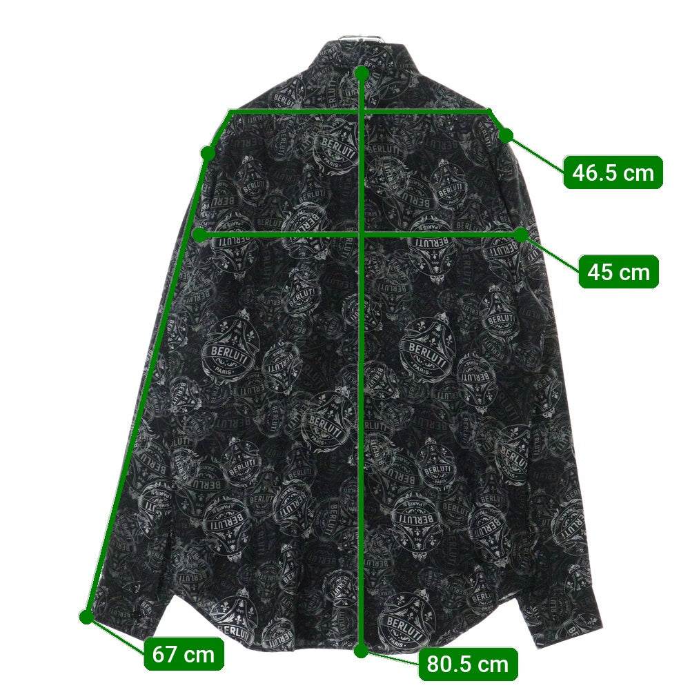 Berluti(ベルルッティ) Print Silk Shirt R18HTL52SBCI 総柄シルク長袖シャツ ブラック