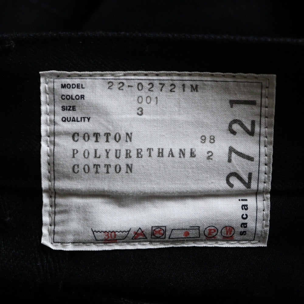 Sacai(サカイ) 22SS Denim Pants 22-02721M ジップポケット デニムパンツ ブラック