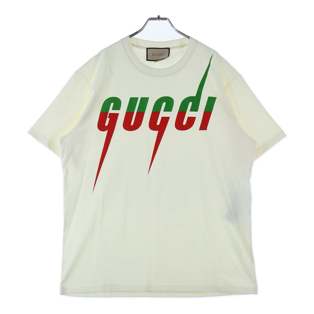 GUCCI　半袖　Tシャツ　プリント　チルドレンズ　10　XS チルドレンズ〕GUCCI ロゴ コットン Tシャツホワイト コットン