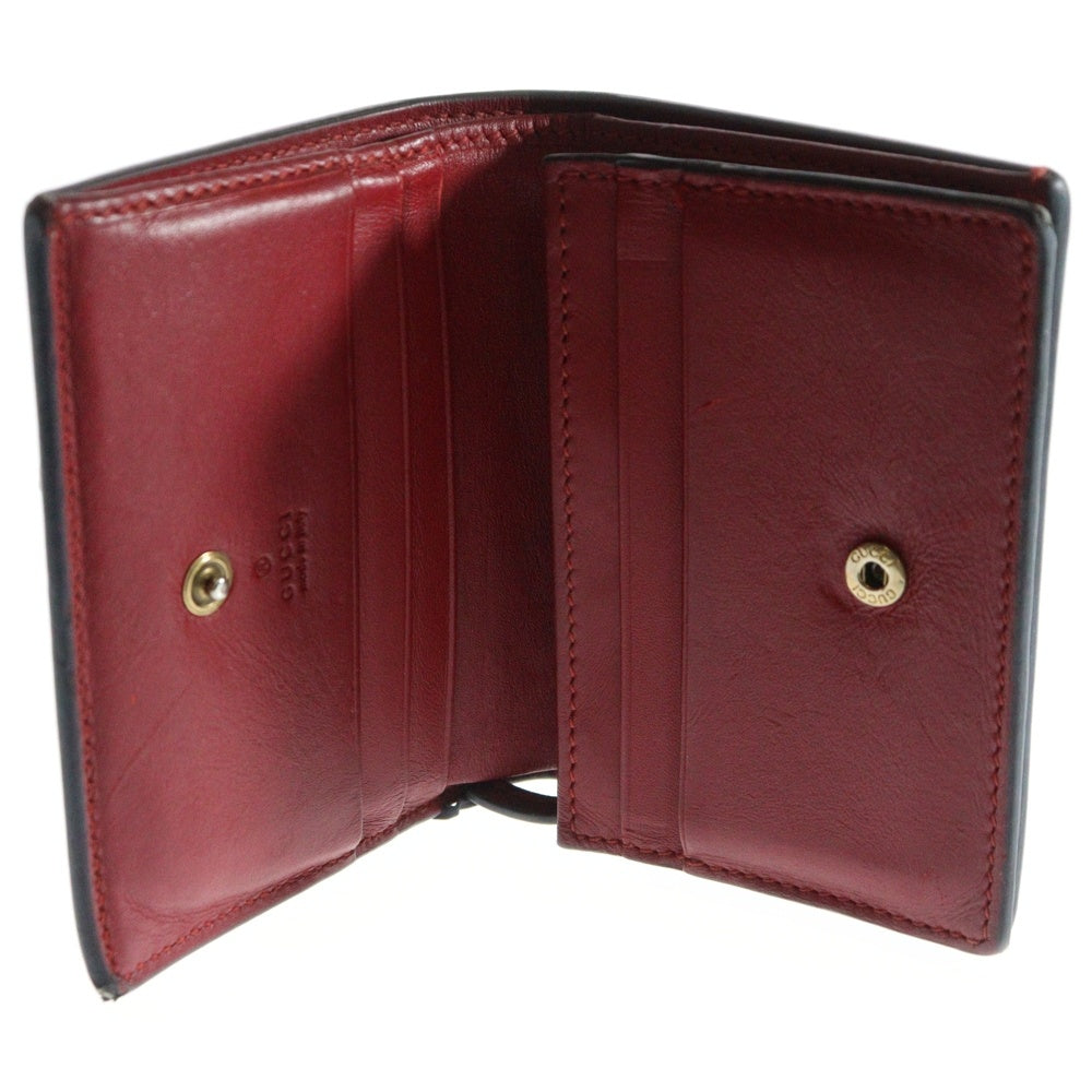 GUCCI(グッチ) GGスプリーム チェリー コンパクトウォレット 三つ折り財布 ゴールド金具 レザー ベージュ 476050
