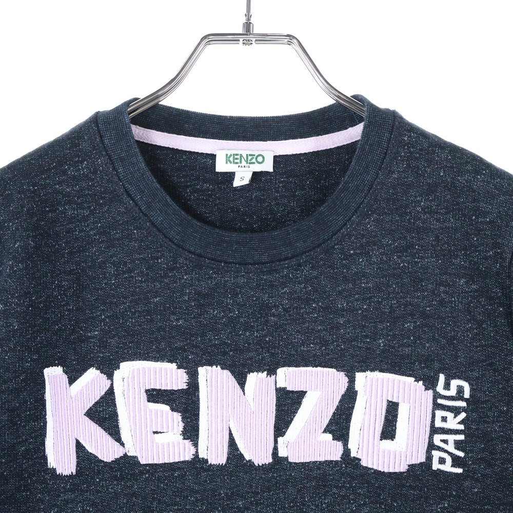 KENZO(ケンゾー) ロゴ刺繍 ロゴ刺繍 クルーネック スウェットトレーナー ブラック レディース F45 2TO700
