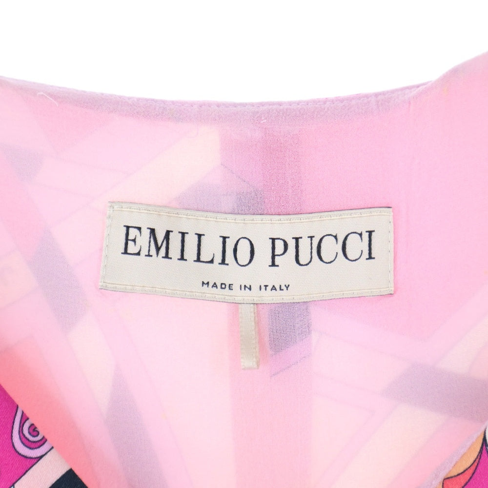 EMILIO PUCCI(エミリオプッチ) コットン 総柄 ノースリーブワンピース ピンク レディース 41RI29