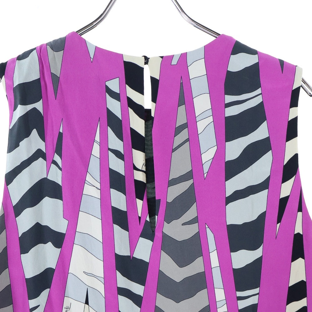 EMILIO PUCCI(エミリオプッチ) レーヨン 総柄 ノースリーブワンピース パープル レディース 56RG73