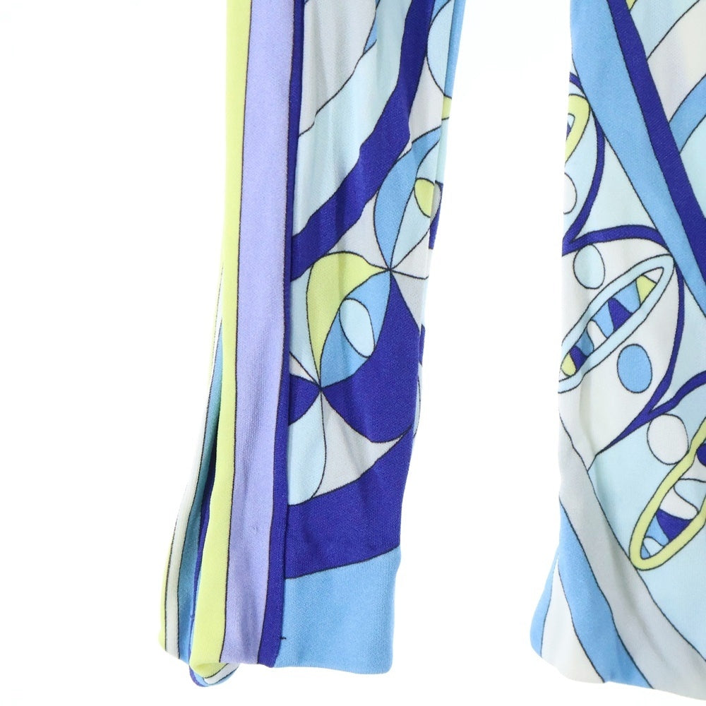 EMILIO PUCCI(エミリオプッチ) レーヨン 総柄 長袖 クルーネック トップス ブルー レディース 51RM36