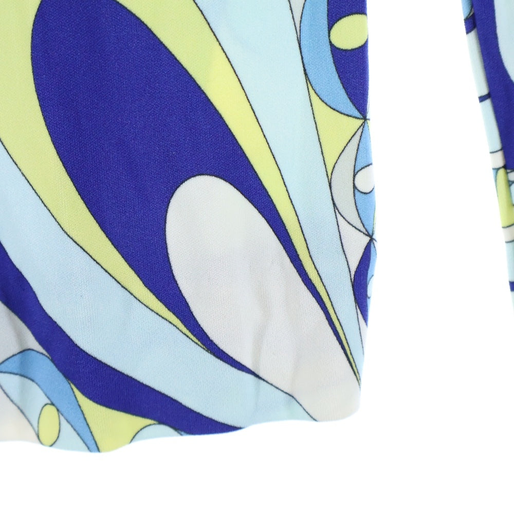 EMILIO PUCCI(エミリオプッチ) レーヨン 総柄 長袖 クルーネック トップス ブルー レディース 51RM36