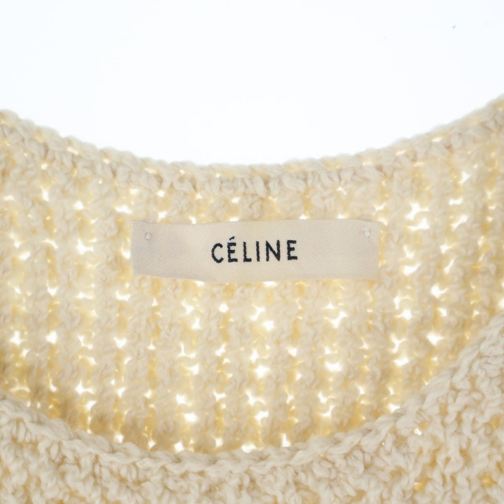CELINE(セリーヌ) フィービー期 ウール フリンジ ノースリーブ ニット ベスト アイボリー レディース 3AQ0