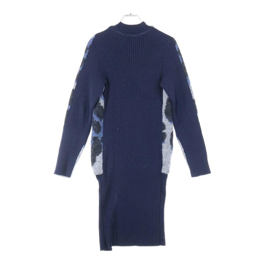 sacai luck(サカイ ラック) ウール アルパカ混 ニットドッキング ワンピース ネイビー レディース 15AWLU1026