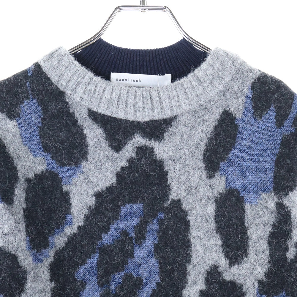 sacai luck(サカイ ラック) ウール アルパカ混 ニットドッキング ワンピース ネイビー レディース 15AWLU1026