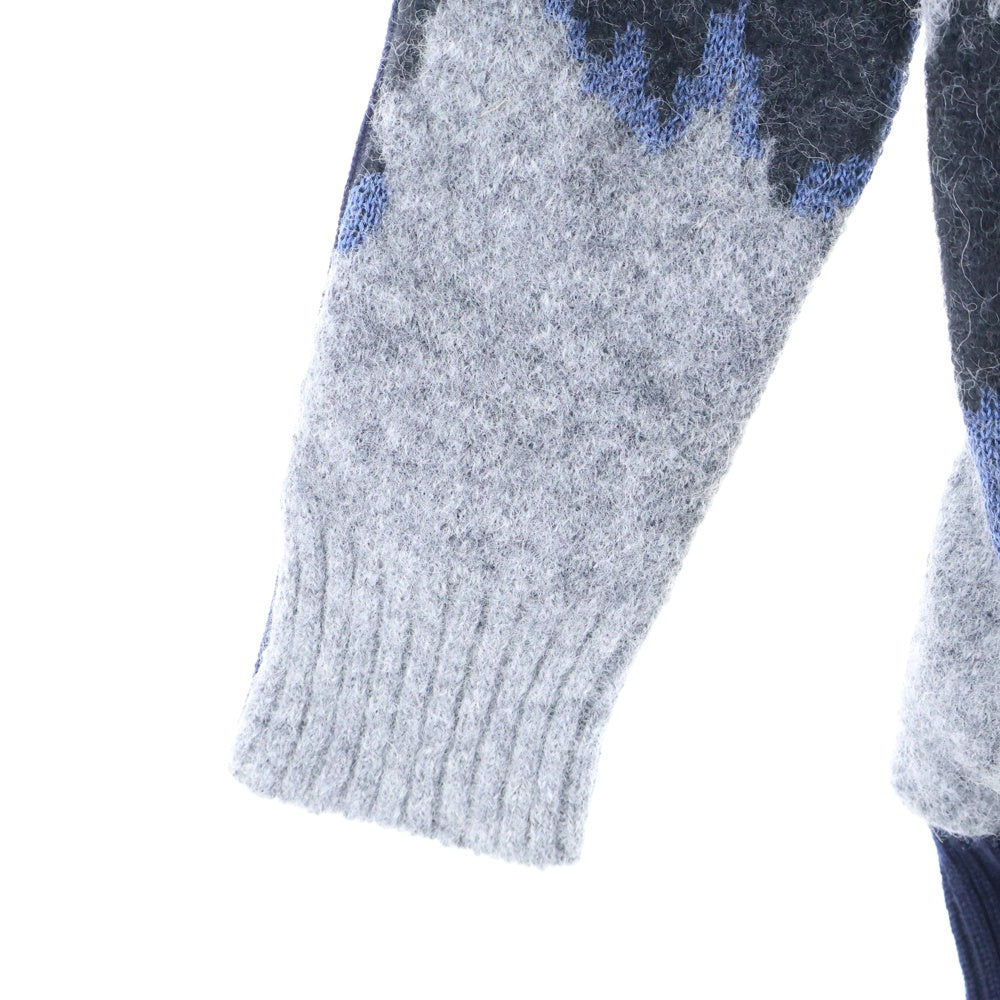 sacai luck(サカイ ラック) ウール アルパカ混 ニットドッキング ワンピース ネイビー レディース 15AWLU1026