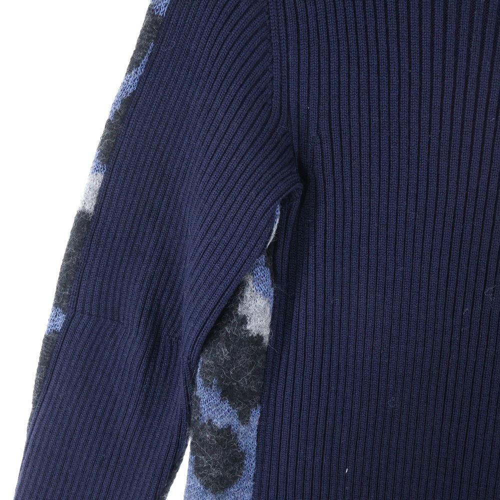 sacai luck(サカイ ラック) ウール アルパカ混 ニットドッキング ワンピース ネイビー レディース 15AWLU1026