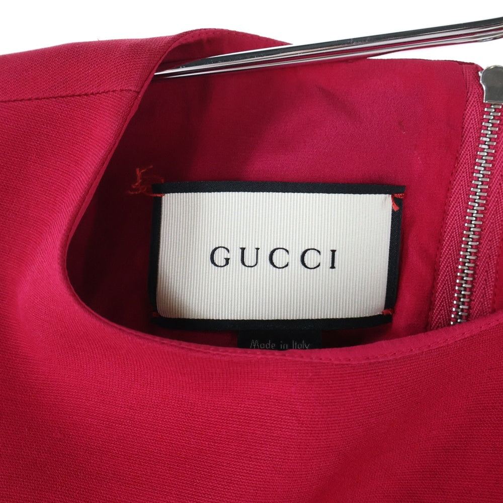 GUCCI(グッチ) シルク ノースリーブ プリーツ ワンピース ピンク レディース 410154 ZGM88