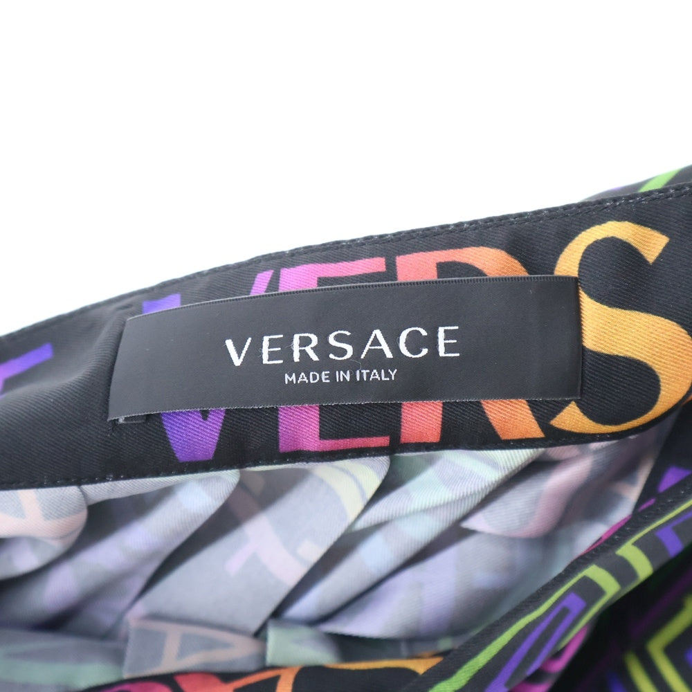 VERSACE(ヴェルサーチ) ロゴ総柄 ポリエステル プリーツスカート マルチ レディース 1001499