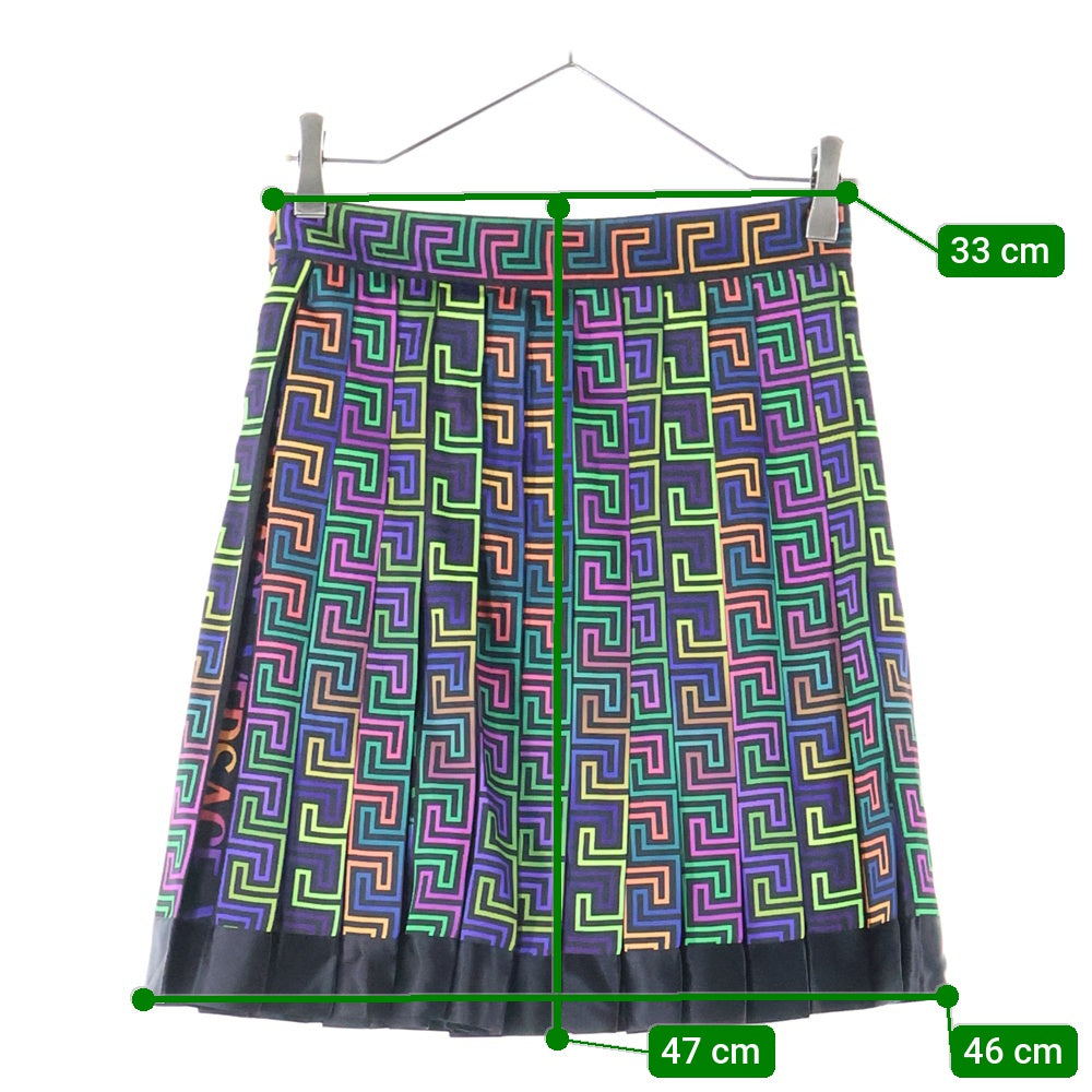 VERSACE(ヴェルサーチ) ロゴ総柄 ポリエステル プリーツスカート マルチ レディース 1001499