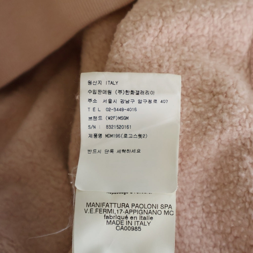 MSGM(エムエスジーエム) ロゴ クルーネック スウェットトレーナー ピンク レディース 1942MDM196