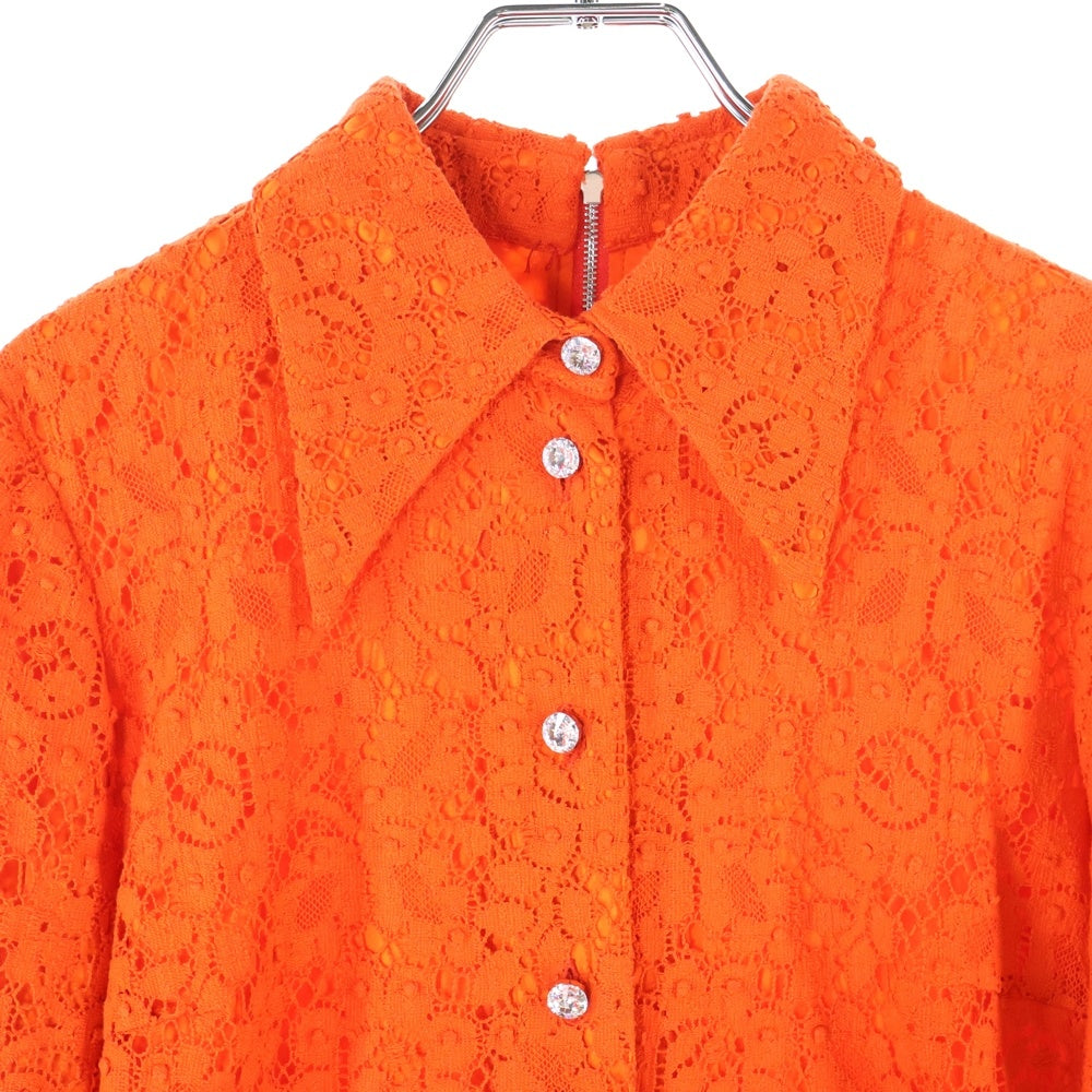 GUCCI(グッチ) シェリーリボン クリスタルボタン レース刺繍 ワンピース オレンジ レディース 475846 ZHT25