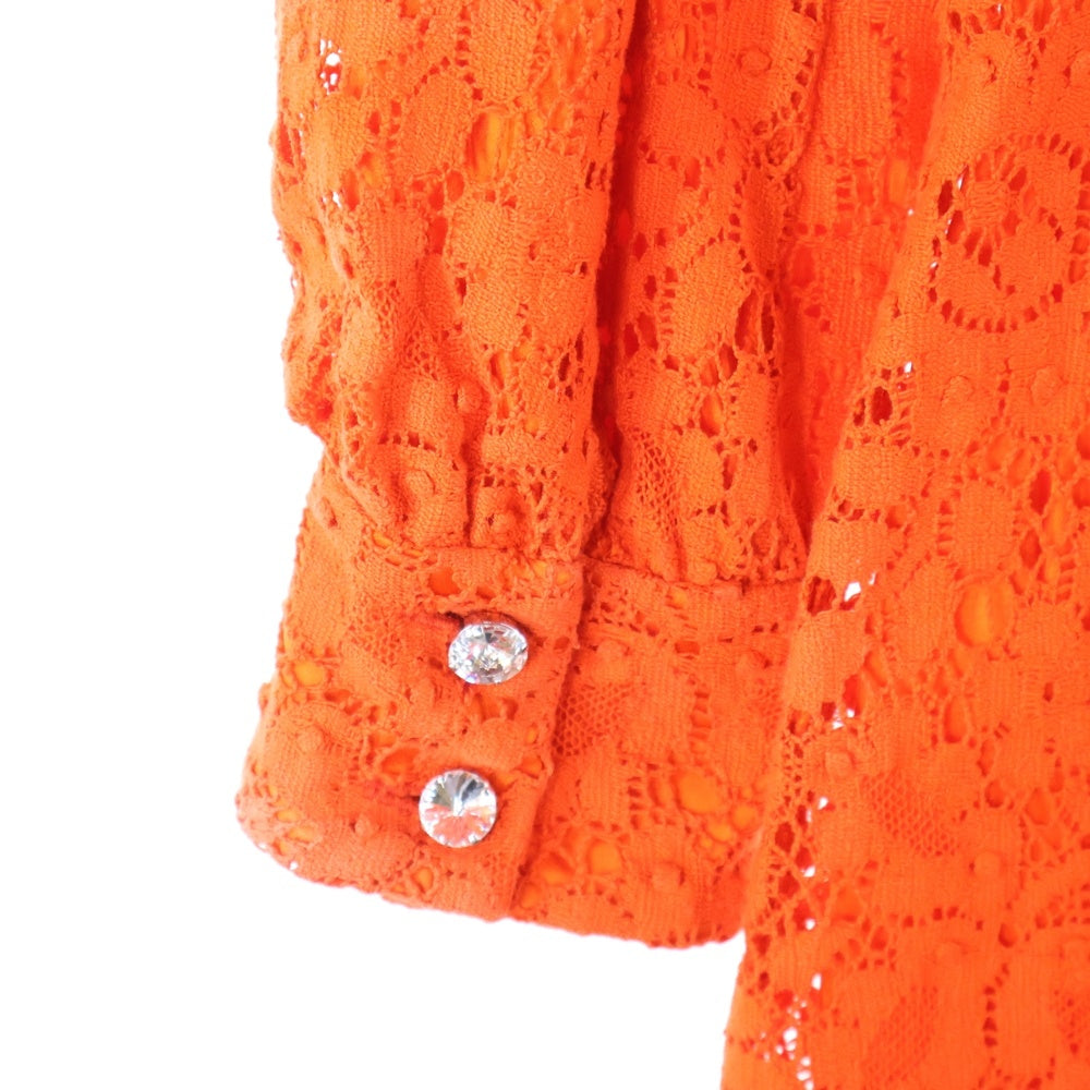 GUCCI(グッチ) シェリーリボン クリスタルボタン レース刺繍 ワンピース オレンジ レディース 475846 ZHT25