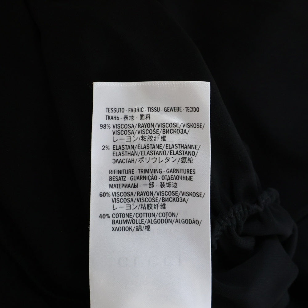 GUCCI(グッチ) インターロッキングG パールボタン リボンタイ ギャザー ワンピース ブラック レディース 410274 X7350