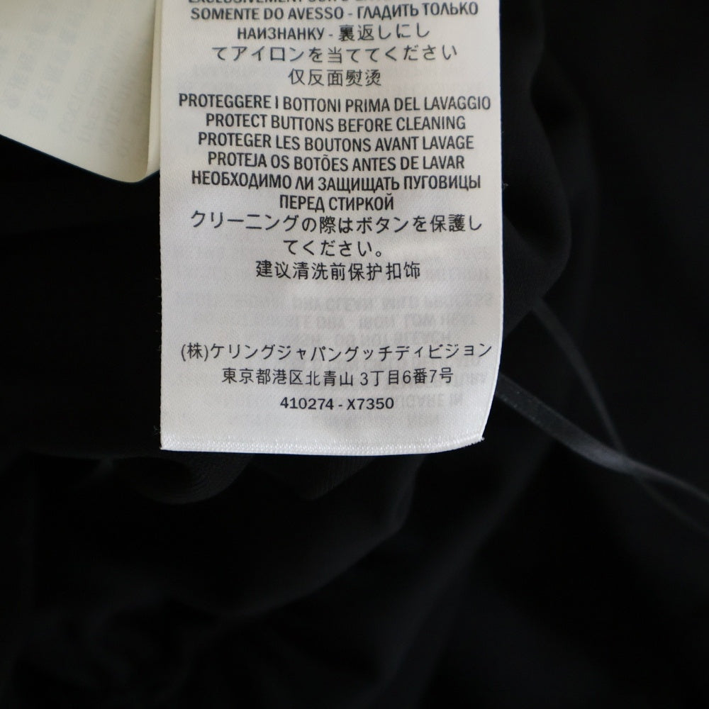 GUCCI(グッチ) インターロッキングG パールボタン リボンタイ ギャザー ワンピース ブラック レディース 410274 X7350