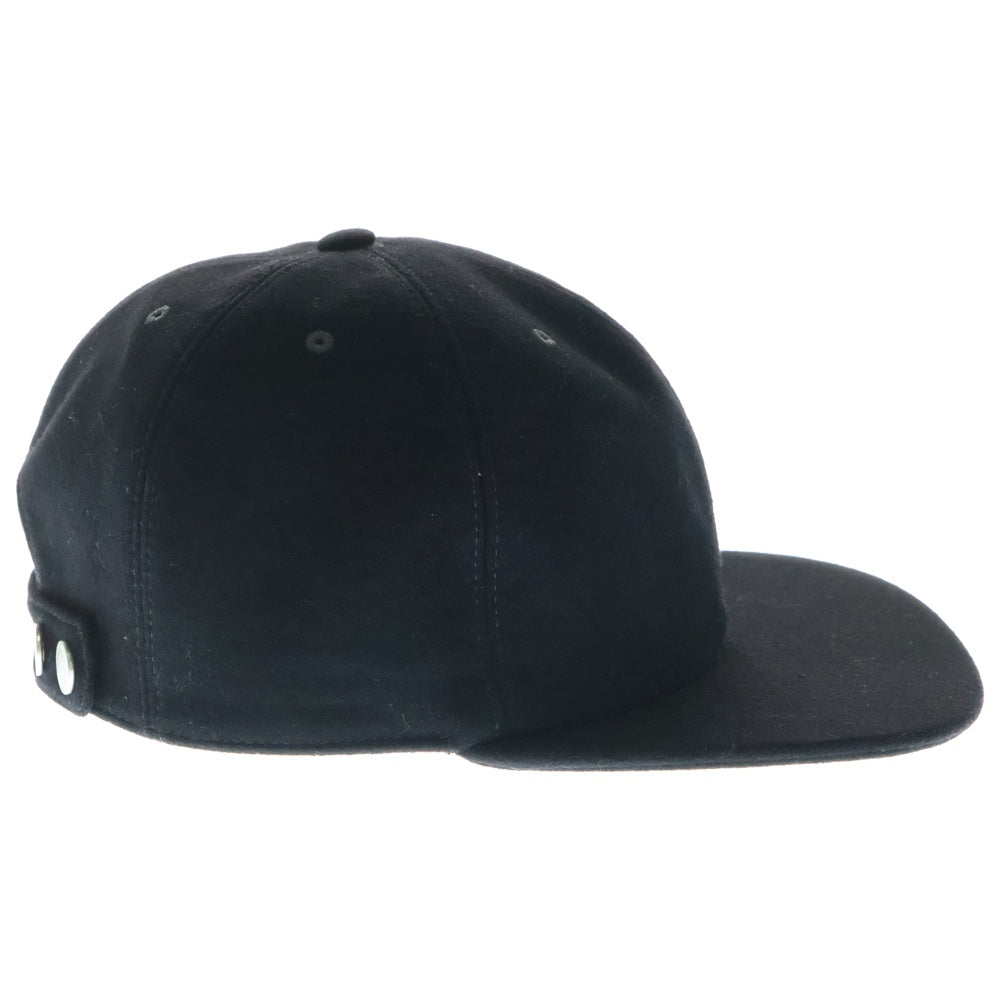 HERMES(エルメス) カシミヤ セリエボタン 刺繍 ベースボールキャップ 帽子 ブラック