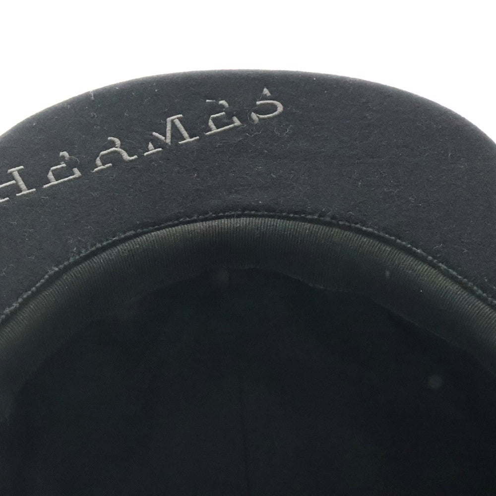 HERMES(エルメス) カシミヤ セリエボタン 刺繍 ベースボールキャップ 帽子 ブラック