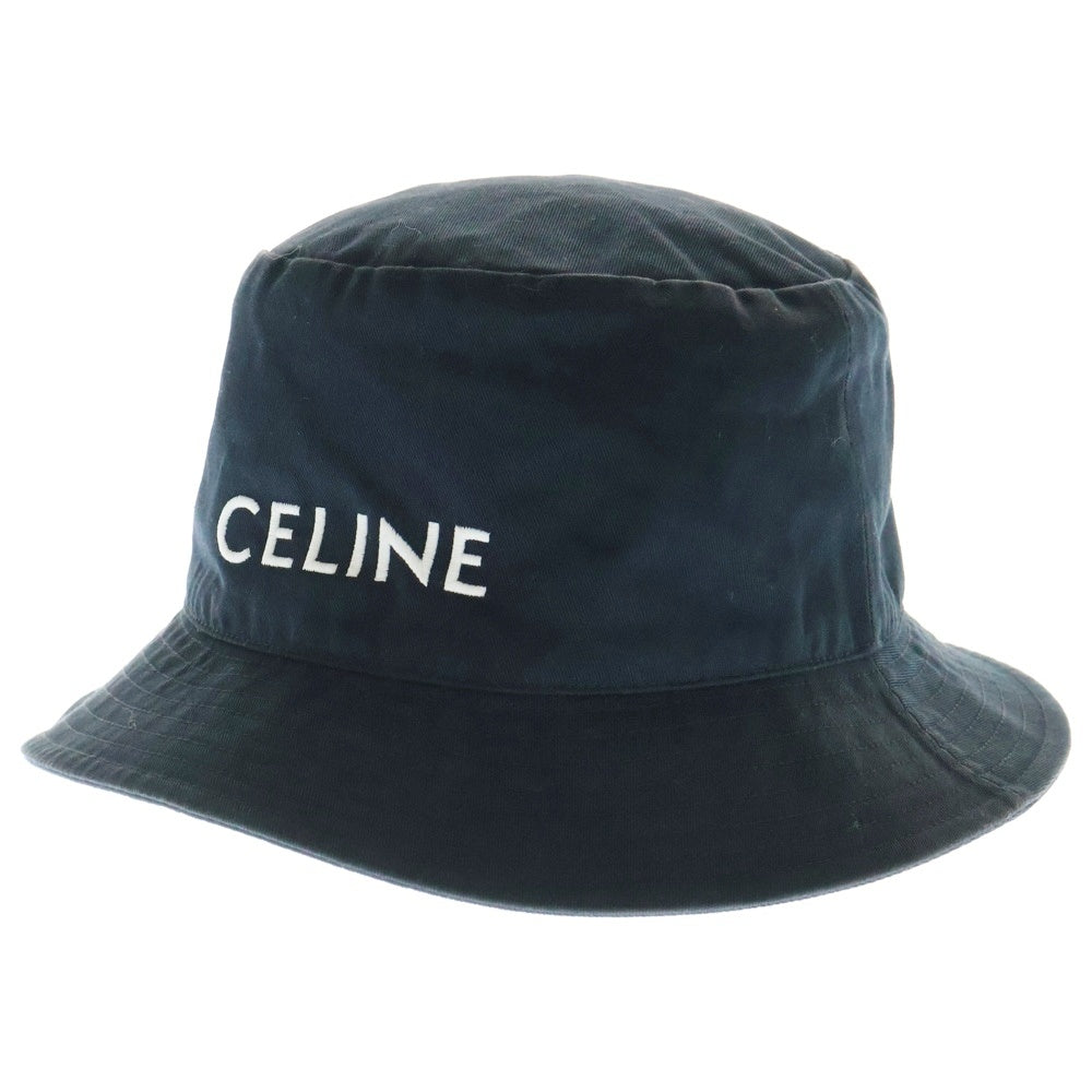 CELINE(セリーヌ) ロゴ刺繍 コットン バケットハット 帽子 ブラック 2AUO4968P