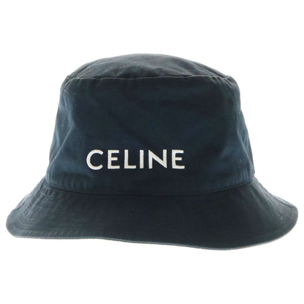 CELINE(セリーヌ) ロゴ刺繍 コットン バケットハット 帽子 ブラック 2AUO4968P