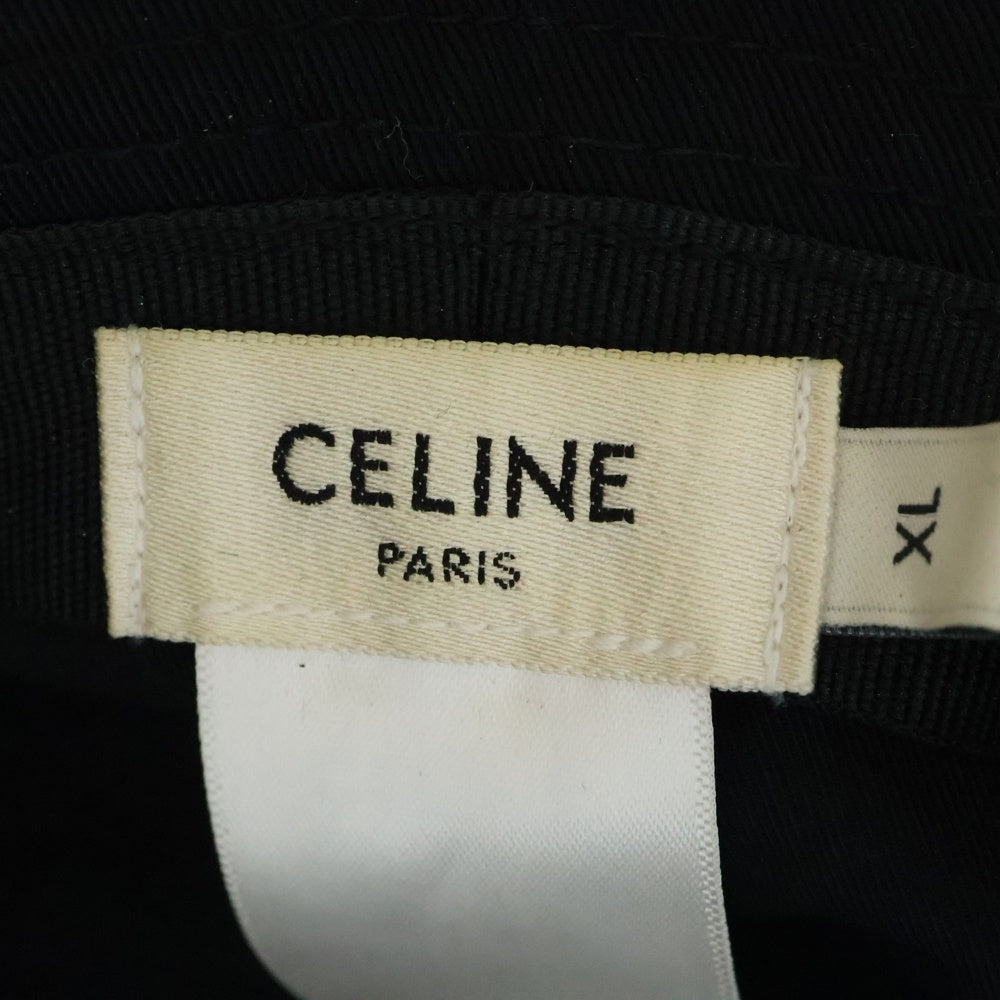 CELINE(セリーヌ) ロゴ刺繍 コットン バケットハット 帽子 ブラック 2AUO4968P