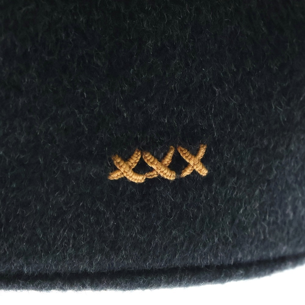 Ermenegildo Zegna(エルメネジルドゼニア) カシミヤ 刺繍 ベースボールキャップ 帽子 ブラック