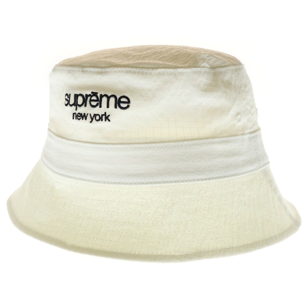 SUPREME(シュプリーム) 23SS Cordura Ripstop Crusher クラシックロゴ コーデュラ リップストップナイロンバケットハット 帽子 ホワイト
