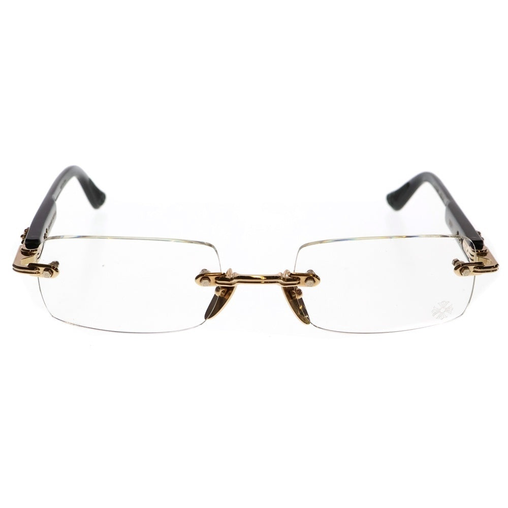 CHROME HEARTS(クロムハーツ) DEEP 1 サイドフローラル フレームレスクリアサングラス 眼鏡 アイウェア ゴールド/ブラック