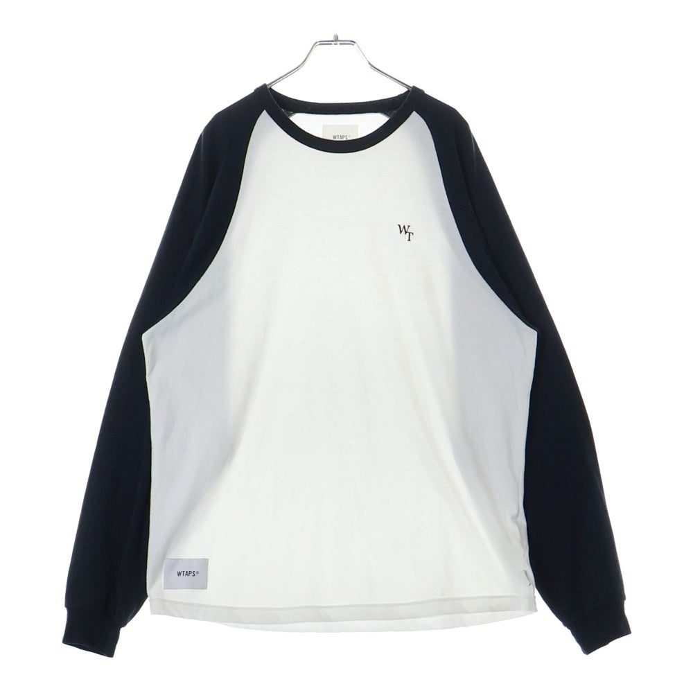 WTAPS(ダブルタップス) 23SS IAN LS CTPL LEAGUE 231ATDT-CSM19 ロゴ刺繍長袖Tシャツ ホワイト/ネイビー