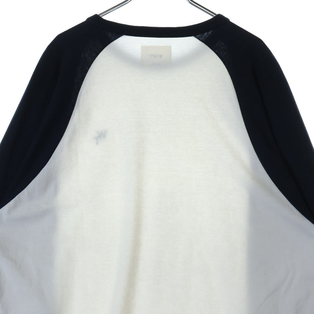 WTAPS(ダブルタップス) 23SS IAN LS CTPL LEAGUE 231ATDT-CSM19 ロゴ刺繍長袖Tシャツ ホワイト/ネイビー
