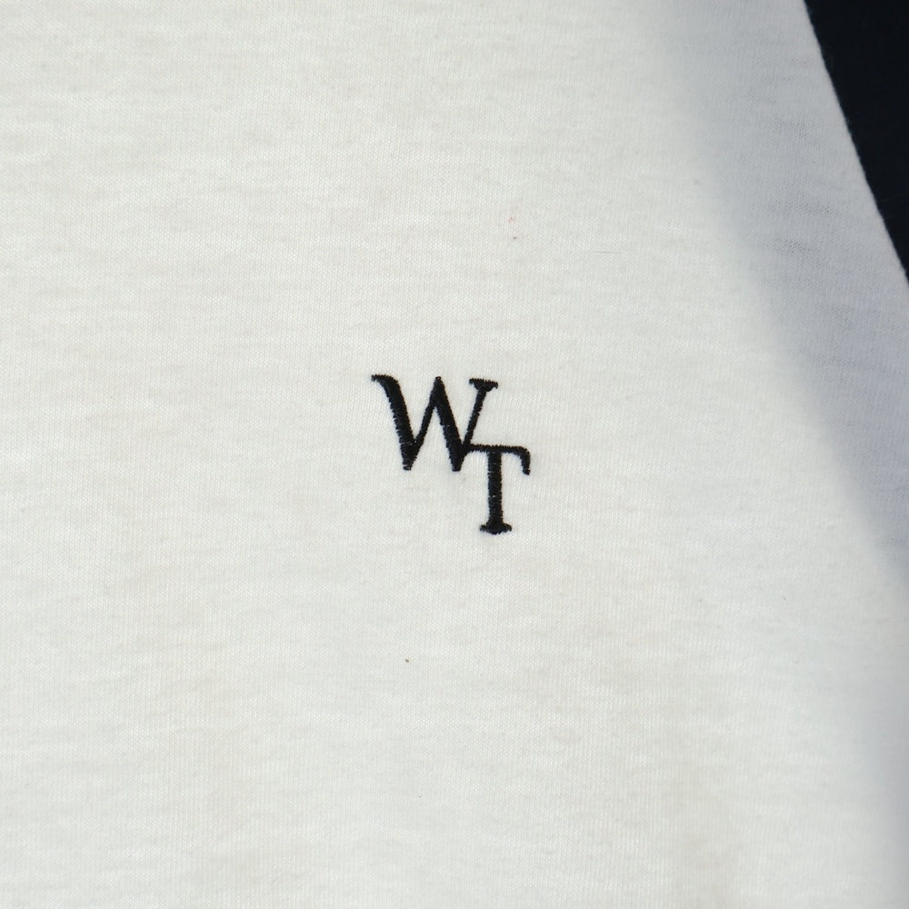 WTAPS(ダブルタップス) 23SS IAN LS CTPL LEAGUE 231ATDT-CSM19 ロゴ刺繍長袖Tシャツ ホワイト/ネイビー