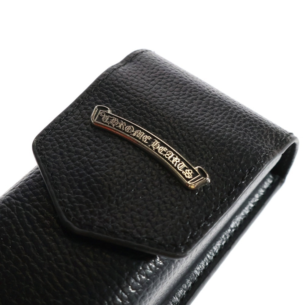 CHROME HEARTS(クロムハーツ) スクロールラベル レザー ハードアイウェアケース 眼鏡ケース ブラック/シルバー