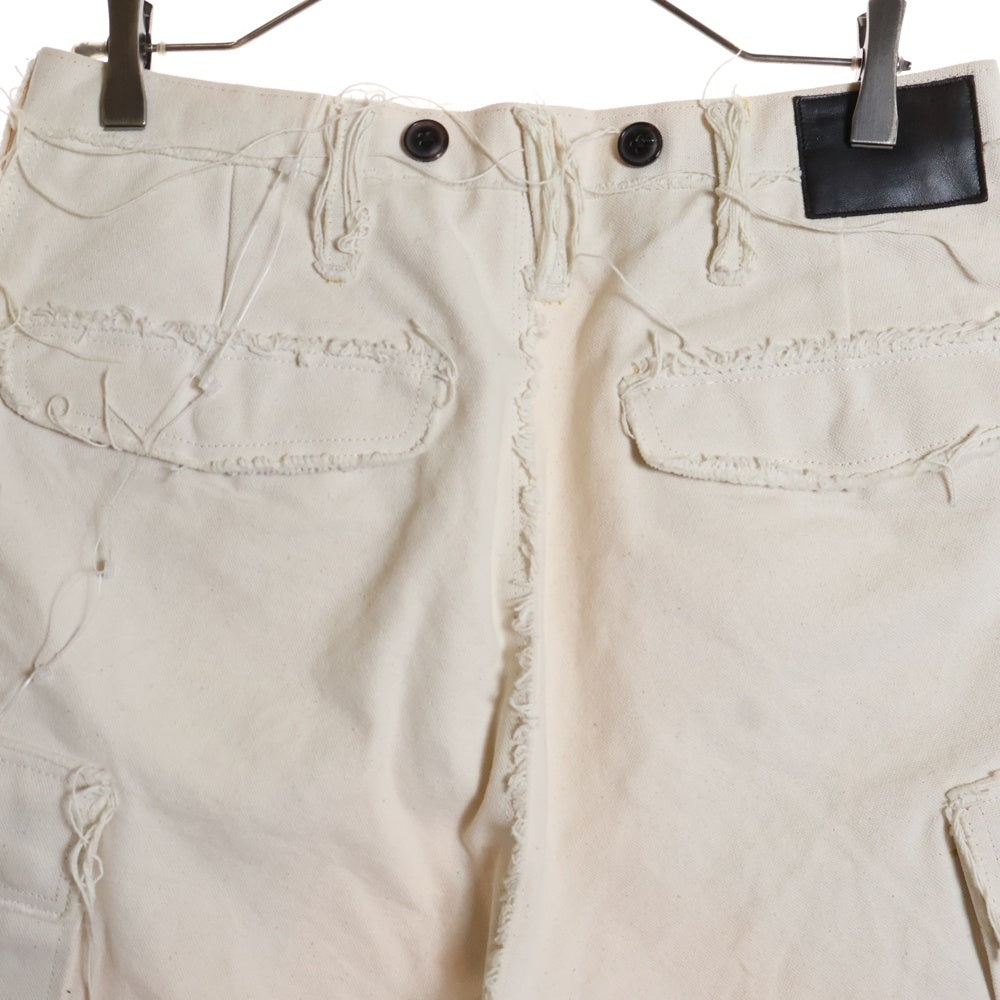SUGARHILL(シュガーヒル) RAW-EDGE CANVAS CARGO SHORTS サンプル キャンバスカーゴショーツ ハーフパンツ ホワイト