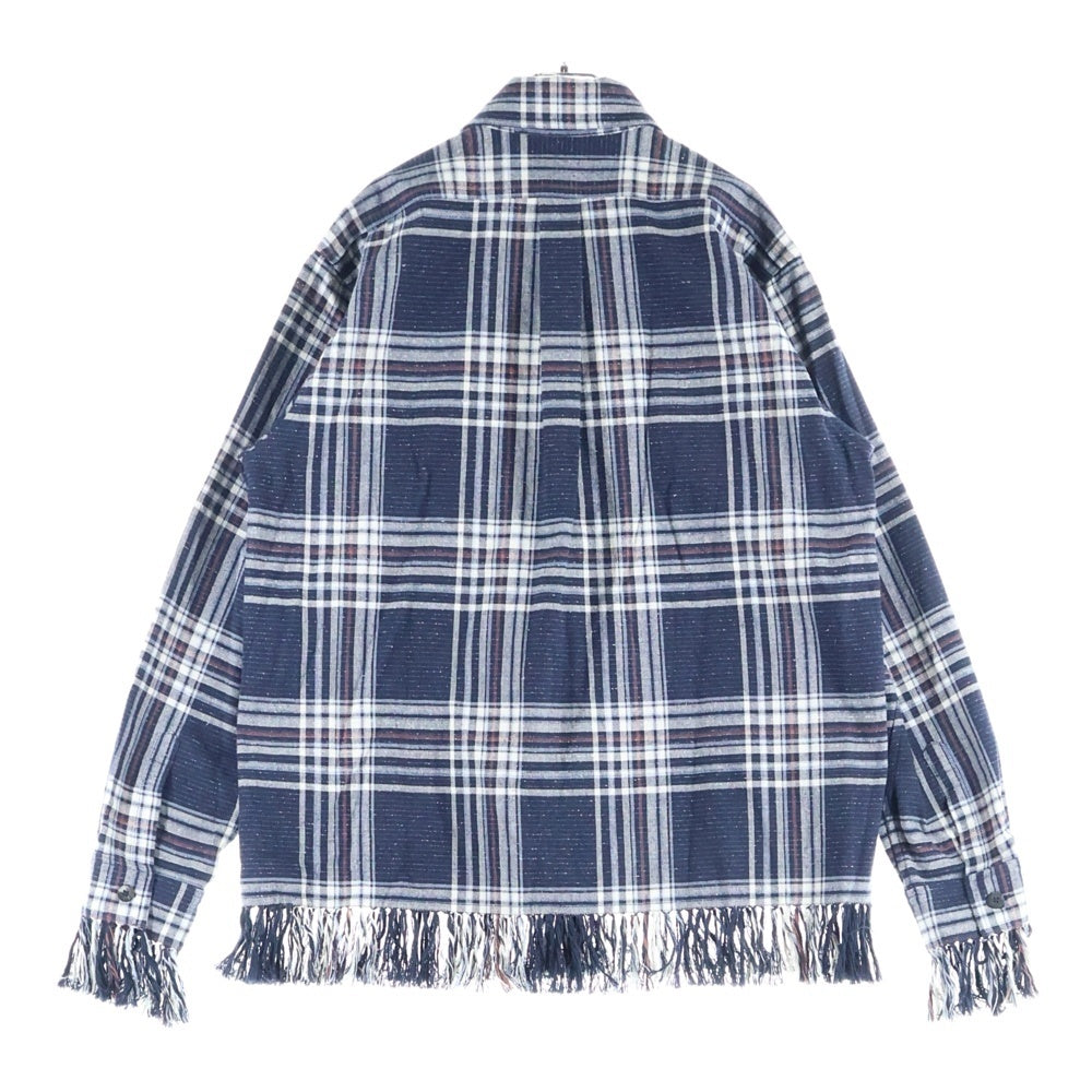 SUGARHILL(シュガーヒル) JAZZ NEP OMBRE PLAID FRINGE BLOUSE 2411300505 フリンジ チェック 長袖シャツ ネイビー