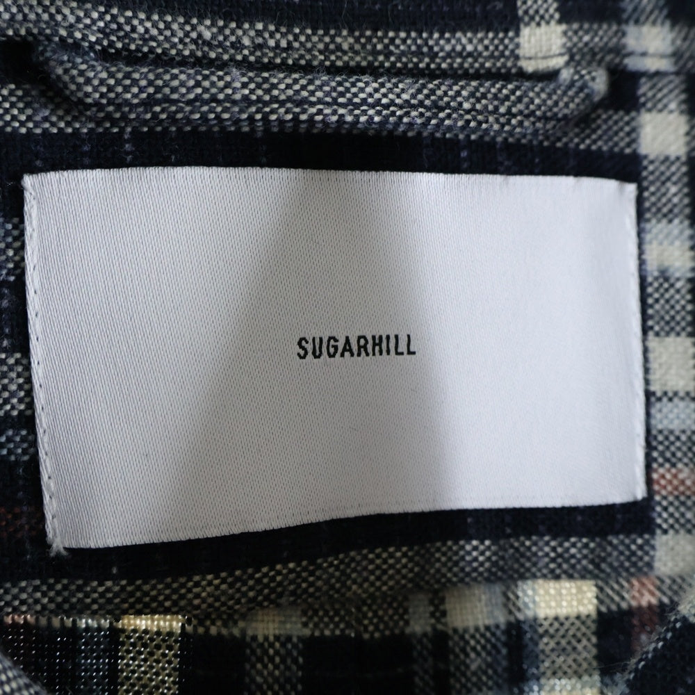 SUGARHILL(シュガーヒル) JAZZ NEP OMBRE PLAID FRINGE BLOUSE 2411300505 フリンジ チェック 長袖シャツ ネイビー
