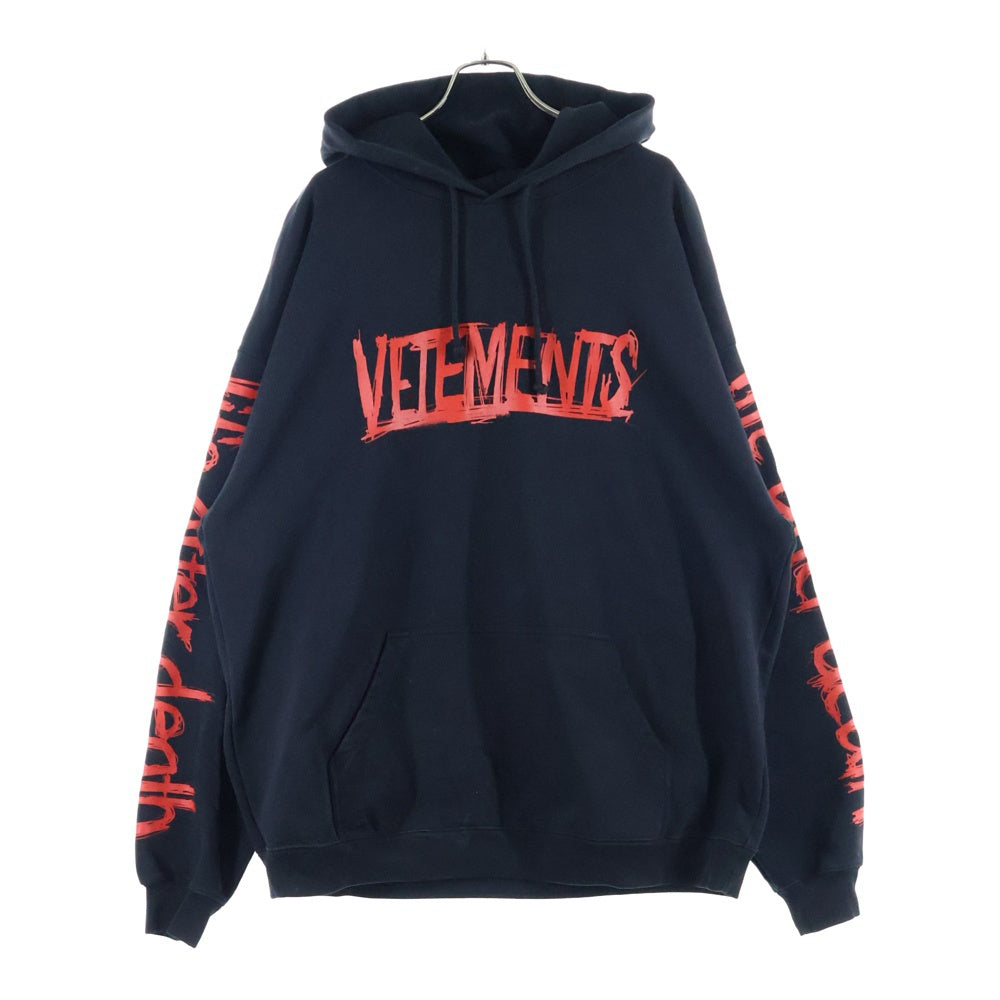 VETEMENTS(ヴェトモン) 21AW WORLD TOUR HOODIE ワールドツアー ロゴプリント プルオーバーパーカー フーディー ブラック UA52TR910R