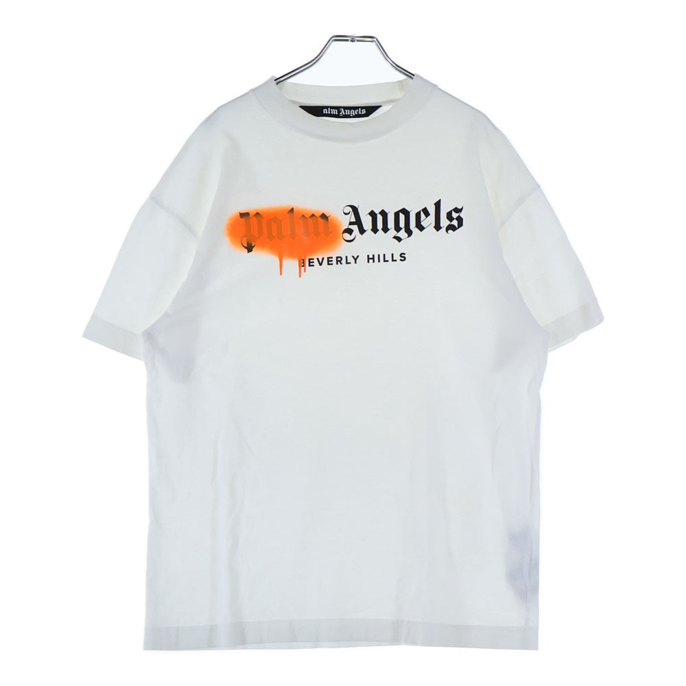 Palm Angels(パームエンジェルス) 21SS BEVERLY HILLS SPRAYED TEE PMAA001S21JER033 ロゴプリント クルーネック 半袖Tシャツ カットソー ホワイト