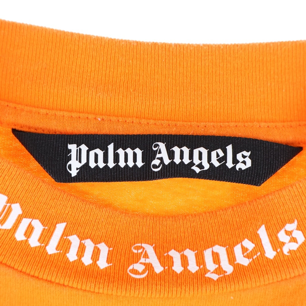 Palm Angels(パームエンジェルス) 22SS ネックロゴ プリント クルーネック 長袖Tシャツ カットソー オレンジ