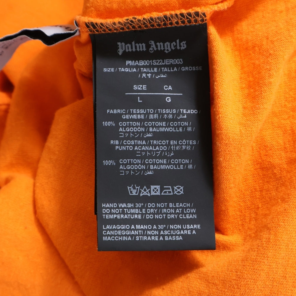 Palm Angels(パームエンジェルス) 22SS ネックロゴ プリント クルーネック 長袖Tシャツ カットソー オレンジ