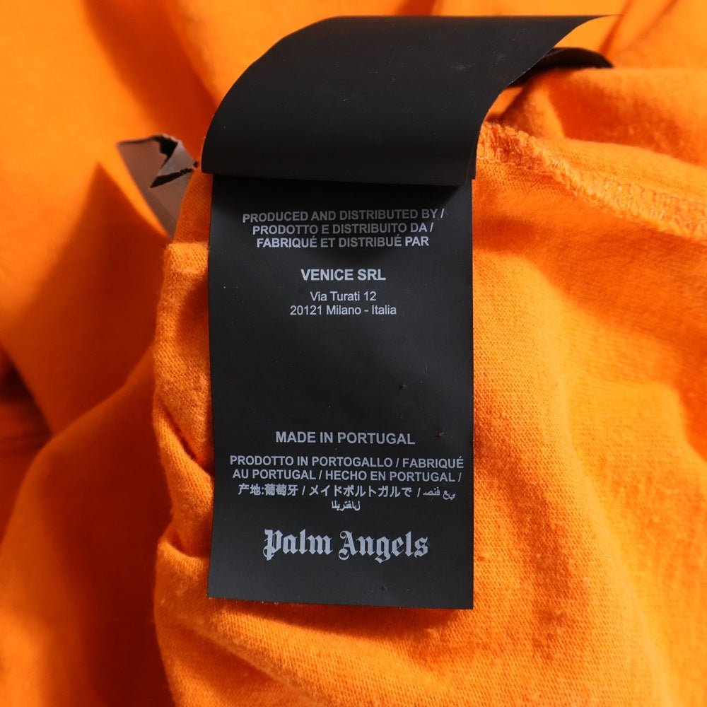 Palm Angels(パームエンジェルス) 22SS ネックロゴ プリント クルーネック 長袖Tシャツ カットソー オレンジ