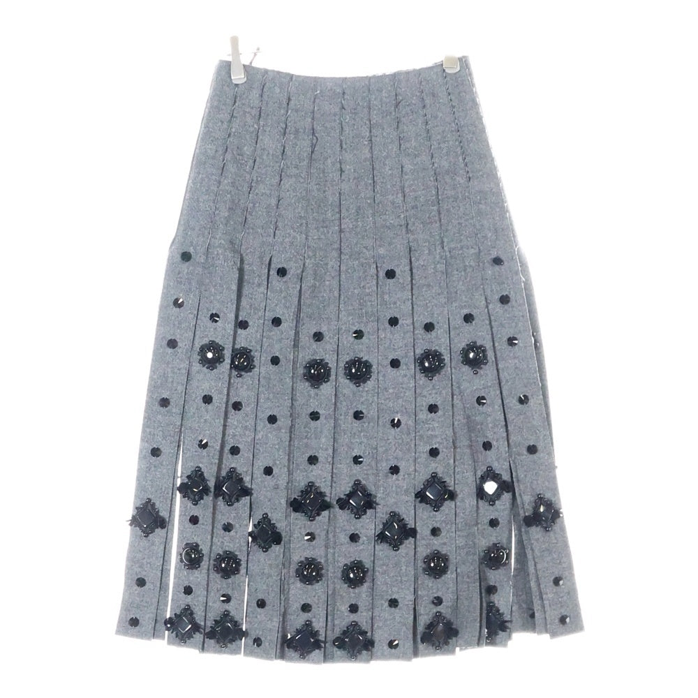 PRADA(プラダ) Wool Beads Embellished Skirt P126SR ウールビーズ付きスカート グレー レディース