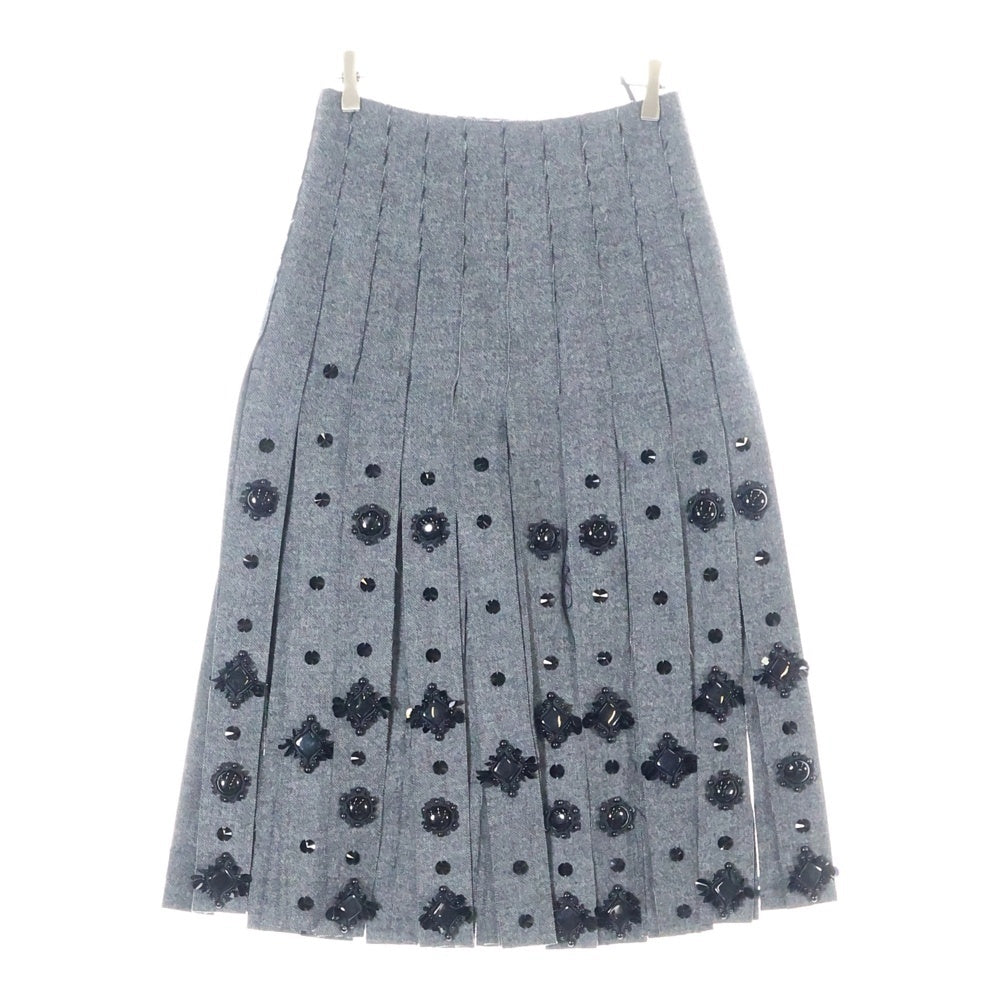 PRADA(プラダ) Wool Beads Embellished Skirt P126SR ウールビーズ付きスカート グレー レディース