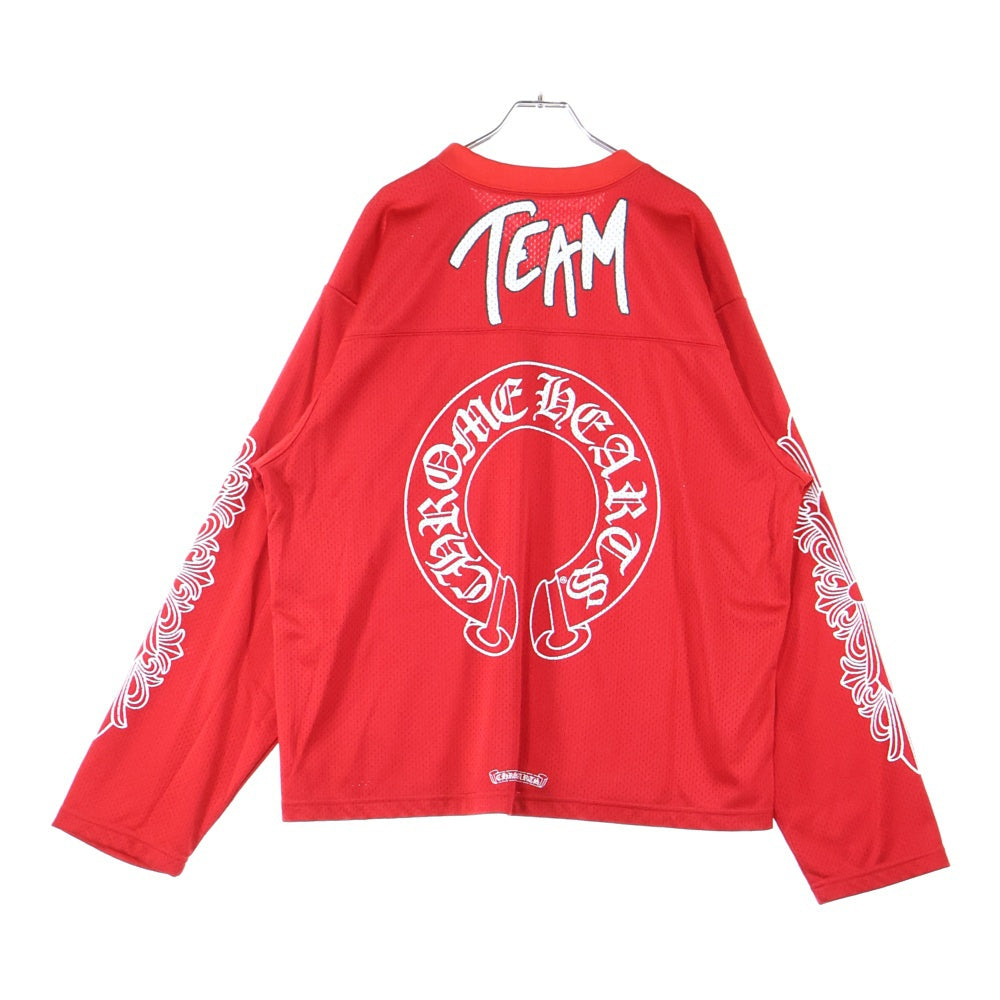 CHROME HEARTS(クロムハーツ) ×MATTY BOY PPO FORM TEAM MESH WARM UP JERSEY TEE マッティボーイ メッシュプリントジャージー長袖Tシャツ カットソー レッド