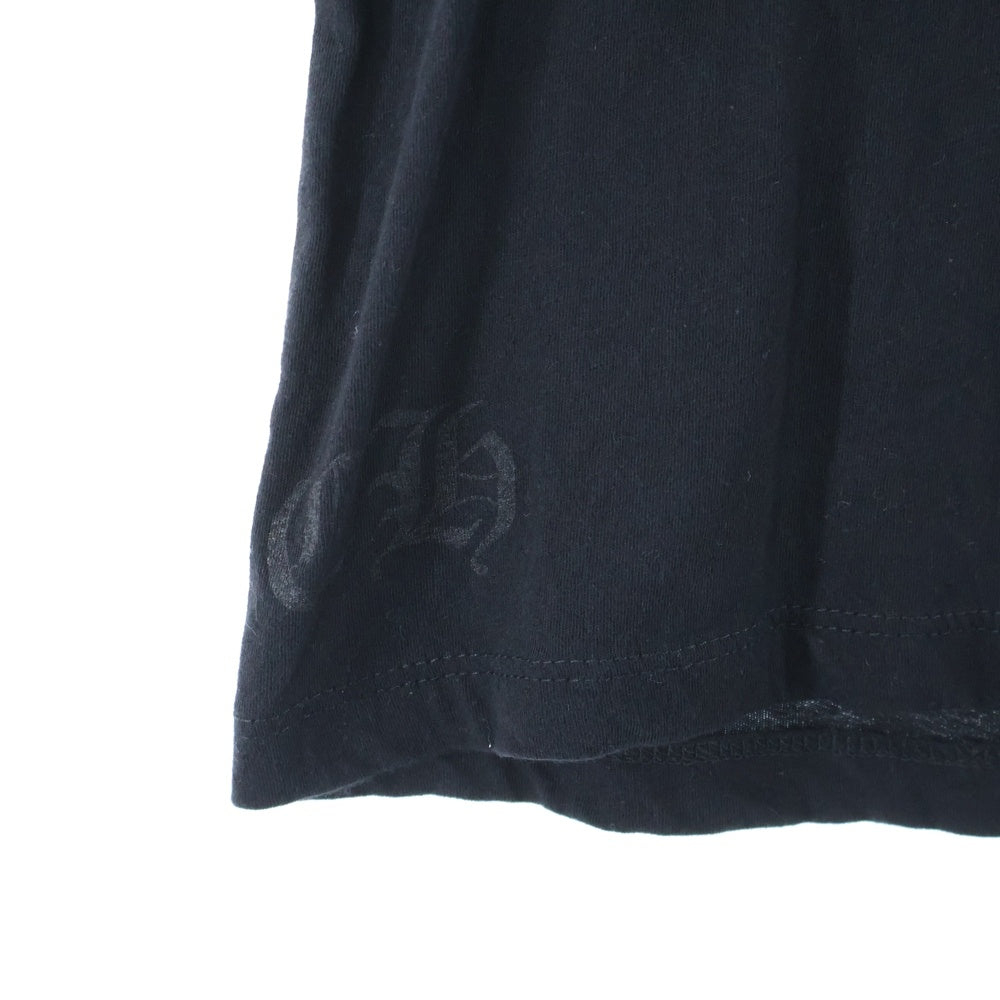 CHROME HEARTS(クロムハーツ) ホースシュー プリント Vネック 半袖Tシャツ カットソー ブラック レディース