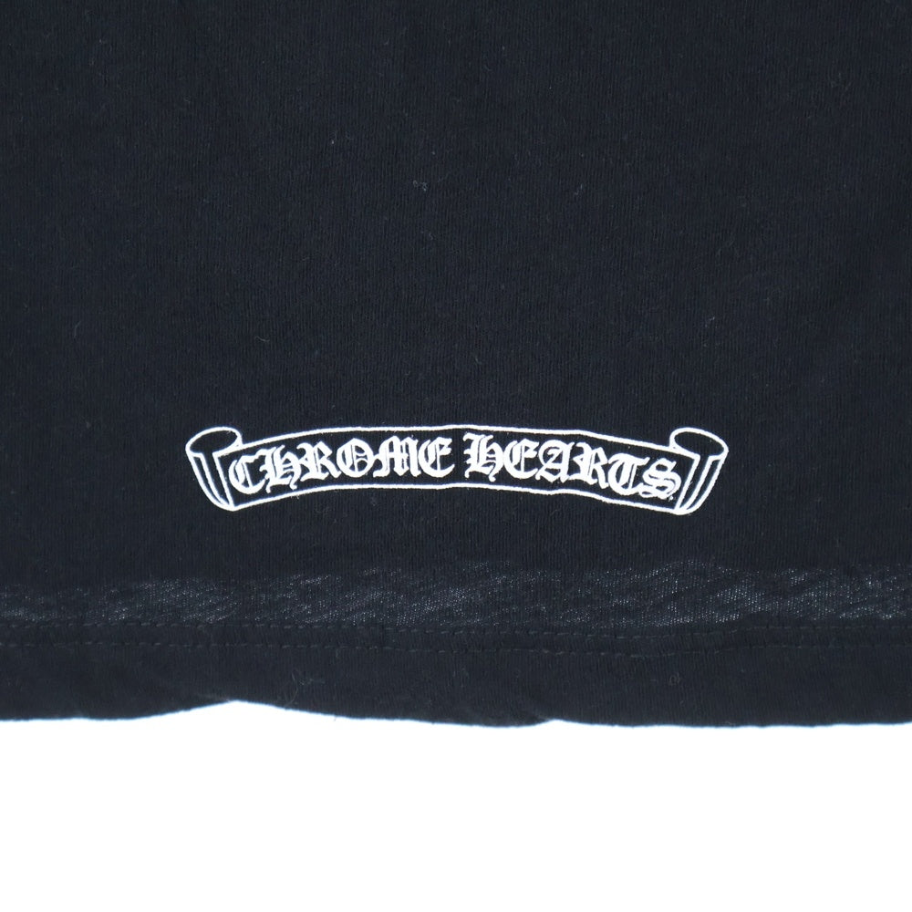 CHROME HEARTS(クロムハーツ) ホースシュー プリント Vネック 半袖Tシャツ カットソー ブラック レディース