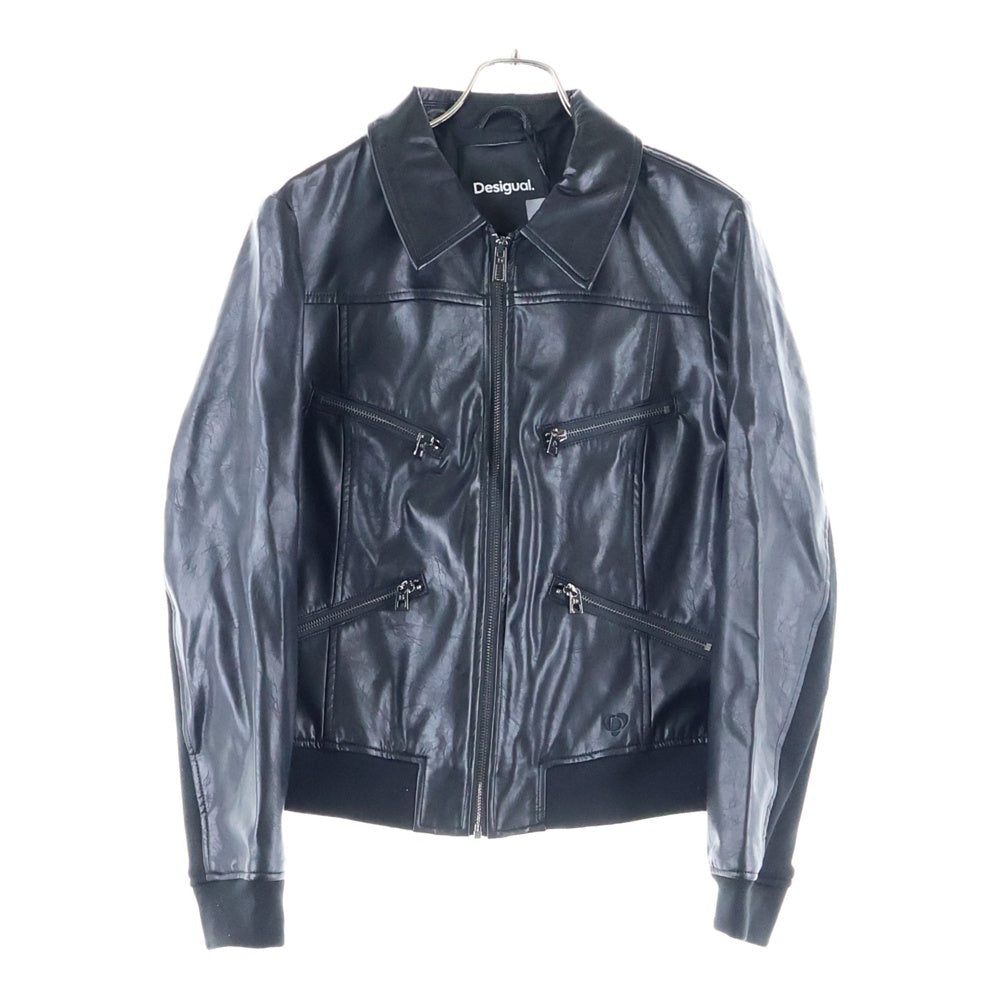 Desigual(デシグアル) フェイクレザー バイカージャケット ブラック レディース 24SWEW25