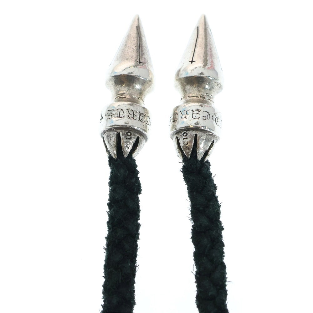 CHROME HEARTS(クロムハーツ) FILIG CROSS-LARGE LB W/SPIKE ラージ フィリグリークロス レザーブレイド W/スパイクネックレス シルバー/ブラック