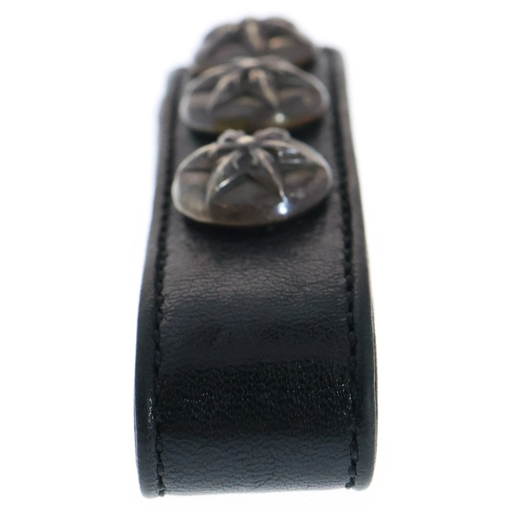 CHROME HEARTS(クロムハーツ) 3BTN 2SNP スターボール 3ボタン2スナップ レザーブレスレット ブラック/シルバー